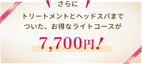 cam_bn02 トリートメント・ヘッドスパがついたライトコース7,700円
